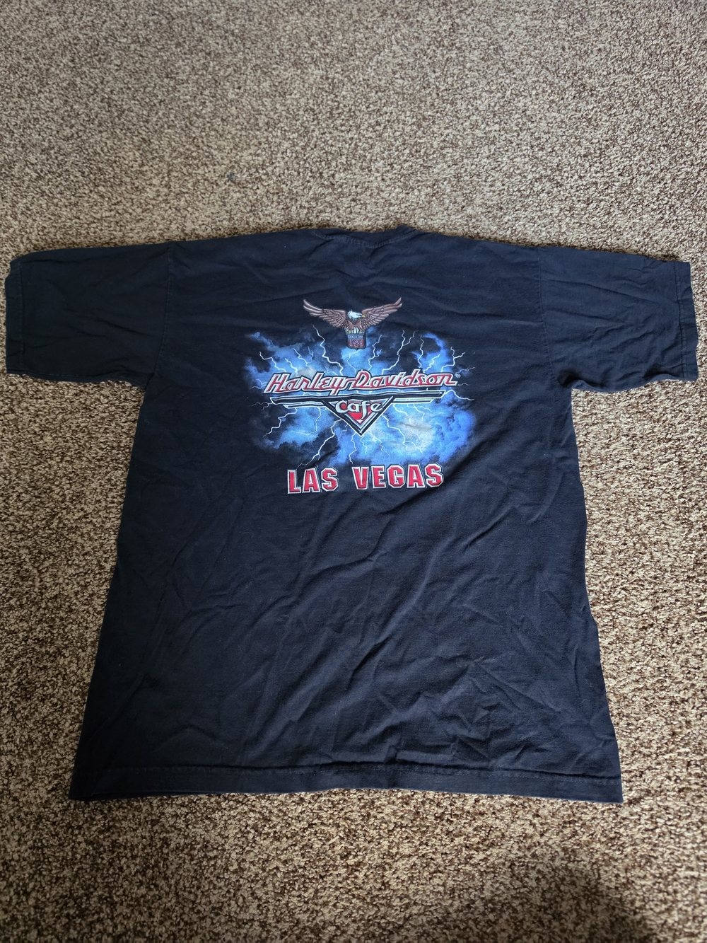 Vintage Harley Davidson Cafe Las Vegas Mens XL Black Graphic T-Shirt Y2K